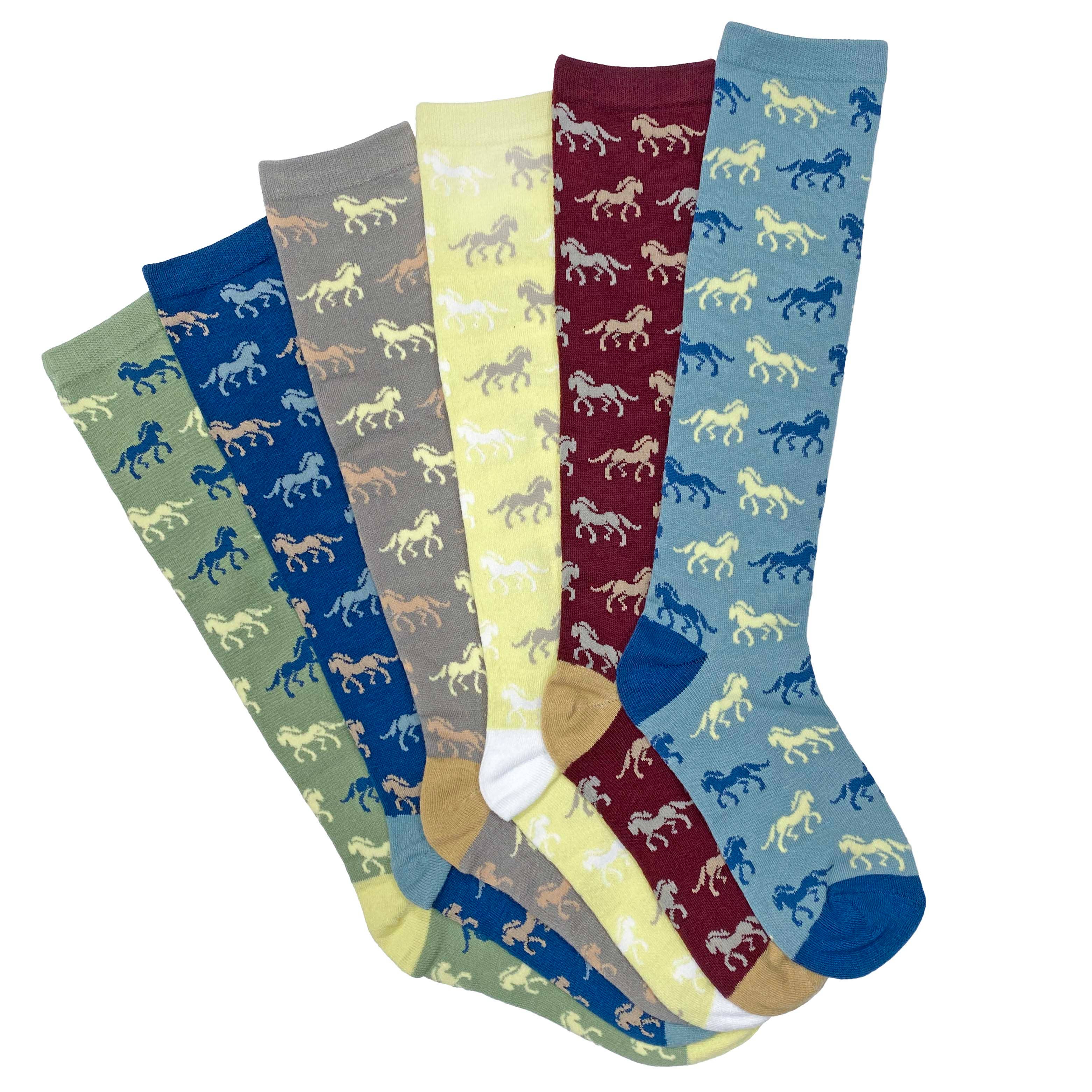 Horses Everywhere Adult Tall Socks, 6-pack